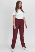 Купить Утепленные спортивные брюки женские бордового цвета 88149Bo, фото 6