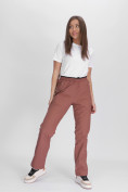 Купить Утепленные спортивные брюки женские коричневого цвета 88149K, фото 17