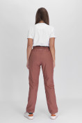 Купить Утепленные спортивные брюки женские коричневого цвета 88149K, фото 4