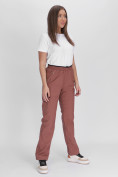 Купить Утепленные спортивные брюки женские коричневого цвета 88149K, фото 6