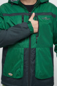 Купить Куртка спортивная мужская с капюшоном зеленого цвета 8815Z, фото 11