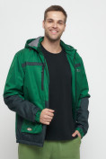 Купить Куртка спортивная мужская с капюшоном зеленого цвета 8815Z, фото 17