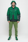 Купить Куртка спортивная мужская с капюшоном зеленого цвета 8815Z, фото 6