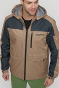 Купить Куртка спортивная мужская с капюшоном бежевого цвета 8816B, фото 11