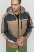 Купить Куртка спортивная мужская с капюшоном бежевого цвета 8816B, фото 12