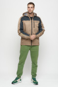 Купить Куртка спортивная мужская с капюшоном бежевого цвета 8816B, фото 3