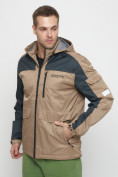 Купить Куртка спортивная мужская с капюшоном бежевого цвета 8816B, фото 8