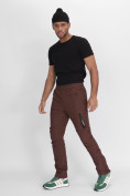 Купить Утепленные спортивные брюки мужские коричневого цвета 882116K, фото 2