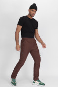 Купить Утепленные спортивные брюки мужские коричневого цвета 882116K, фото 3