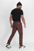 Купить Утепленные спортивные брюки мужские коричневого цвета 882116K, фото 4