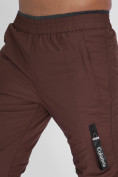 Купить Утепленные спортивные брюки мужские коричневого цвета 882116K, фото 7