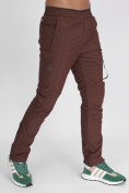 Купить Утепленные спортивные брюки мужские коричневого цвета 882116K, фото 8