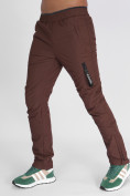 Купить Утепленные спортивные брюки мужские коричневого цвета 882116K, фото 9