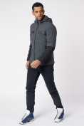 Купить Куртка мужская с капюшоном темно-серого цвета 88601TC, фото 2