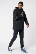 Купить Куртка мужская удлиненная с капюшоном черного цвета 88611Ch, фото 3