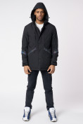 Купить Куртка мужская удлиненная с капюшоном черного цвета 88611Ch, фото 4