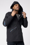 Купить Куртка мужская удлиненная с капюшоном черного цвета 88611Ch, фото 9
