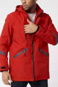 Купить Куртка мужская удлиненная с капюшоном красного цвета 88611Kr, фото 7
