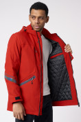 Купить Куртка мужская удлиненная с капюшоном красного цвета 88611Kr, фото 14