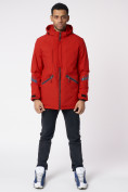 Купить Куртка мужская удлиненная с капюшоном красного цвета 88611Kr