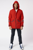 Купить Куртка мужская удлиненная с капюшоном красного цвета 88611Kr, фото 12
