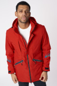 Купить Куртка мужская удлиненная с капюшоном красного цвета 88611Kr, фото 2