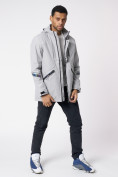 Купить Куртка мужская удлиненная с капюшоном светло-серого цвета 88611SS, фото 3