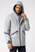 Купить Куртка мужская удлиненная с капюшоном светло-серого цвета 88611SS, фото 9