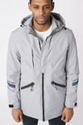 Купить Куртка мужская удлиненная с капюшоном светло-серого цвета 88611SS, фото 11