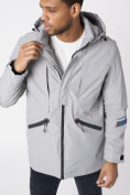 Купить Куртка мужская удлиненная с капюшоном светло-серого цвета 88611SS