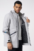 Купить Куртка мужская удлиненная с капюшоном светло-серого цвета 88611SS, фото 15