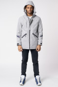 Купить Куртка мужская удлиненная с капюшоном светло-серого цвета 88611SS, фото 6