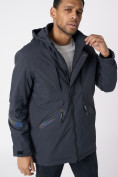Купить Куртка мужская удлиненная с капюшоном темно-серого цвета 88611TC, фото 11