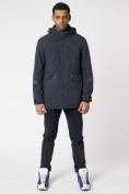 Купить Куртка мужская удлиненная с капюшоном темно-серого цвета 88611TC, фото 2
