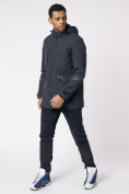 Купить Куртка мужская удлиненная с капюшоном темно-серого цвета 88611TC, фото 5