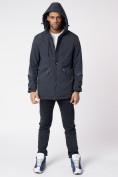 Купить Куртка мужская удлиненная с капюшоном темно-серого цвета 88611TC, фото 4