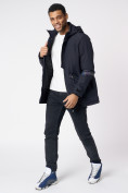 Купить Куртка мужская удлиненная с капюшоном темно-синего цвета 88611TS, фото 14