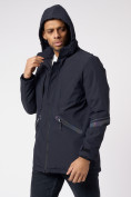 Купить Куртка мужская удлиненная с капюшоном темно-синего цвета 88611TS, фото 7