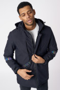 Купить Куртка мужская удлиненная с капюшоном темно-синего цвета 88611TS, фото 5