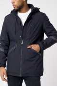 Купить Куртка мужская удлиненная с капюшоном темно-синего цвета 88611TS, фото 3