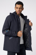Купить Куртка мужская удлиненная с капюшоном темно-синего цвета 88611TS, фото 9