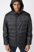 Купить Куртки мужские стеганная с капюшоном черного цвета 88633Ch, фото 6