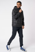 Купить Куртки мужские стеганная с капюшоном черного цвета 88633Ch, фото 4