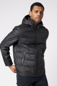 Купить Куртки мужские стеганная с капюшоном черного цвета 88633Ch, фото 8