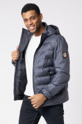 Купить Куртки мужские стеганная с капюшоном темно-серого цвета 88633TC, фото 2