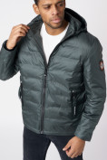 Купить Куртки мужские стеганная с капюшоном темно-зеленого цвета 88633TZ, фото 10