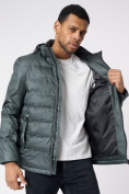 Купить Куртки мужские стеганная с капюшоном темно-зеленого цвета 88633TZ, фото 12