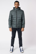 Купить Куртки мужские стеганная с капюшоном темно-зеленого цвета 88633TZ, фото 3