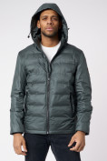 Купить Куртки мужские стеганная с капюшоном темно-зеленого цвета 88633TZ, фото 8