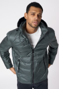 Купить Куртки мужские стеганная с капюшоном темно-зеленого цвета 88633TZ, фото 9